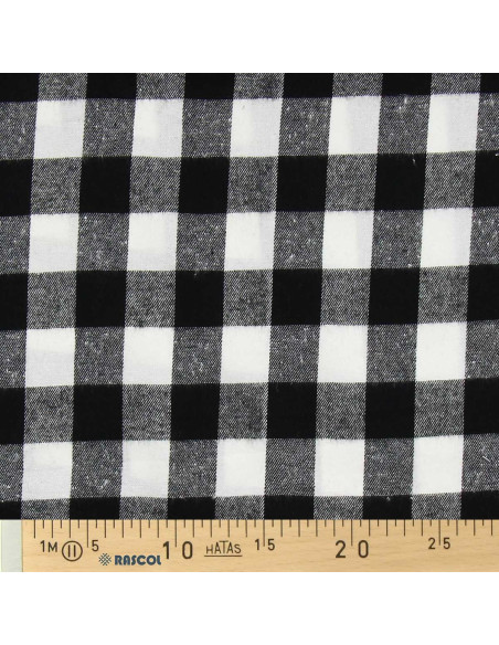 Tissu flanelle tartan écossais - Noir et blanc