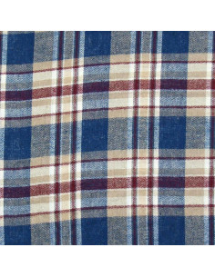 Tissu flanelle tartan écossais - Bleu, beige et rouge 2