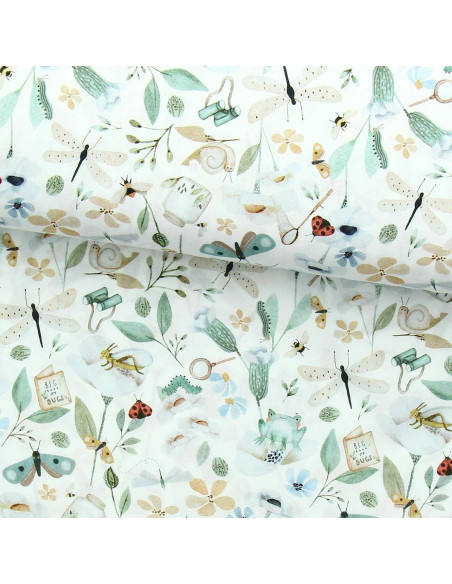 Tissu popeline de coton - Nato blanc et vert
