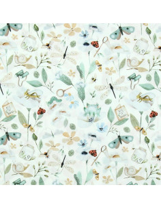 Tissu popeline de coton - Nato blanc et vert 2