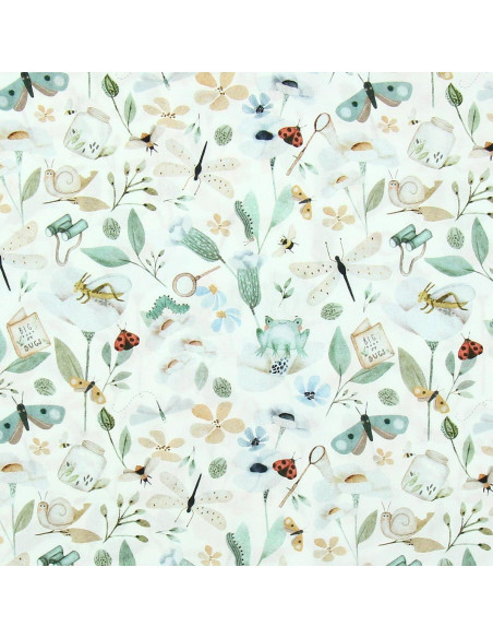 Tissu popeline de coton - Nato blanc et vert