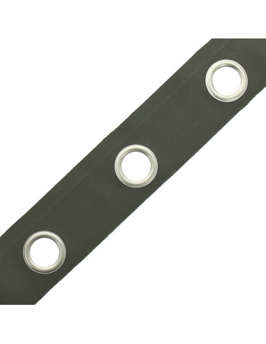 Bande à oeillets argent mat - Kaki