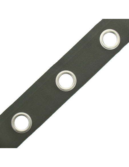 Bande à oeillets argent mat - Kaki