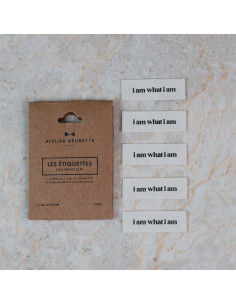 Lot de 5 étiquettes tissées à coudre - I am what i am
