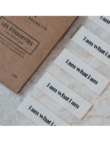 Lot de 5 étiquettes tissées à coudre - I am what i am