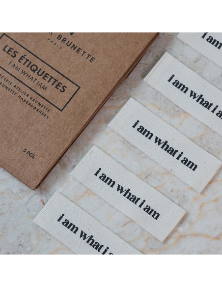 Lot de 5 étiquettes tissées à coudre - I am what i am