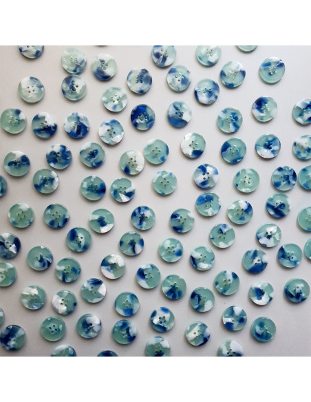 Paquet de 15 boutons en biorésine 15 mm 4 trous - Sirène