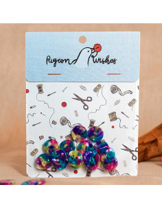 Paquet de 15 boutons en biorésine 15 mm 4 trous - Faerie