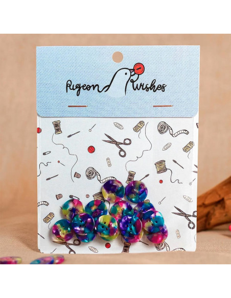 Paquet de 15 boutons en biorésine 15 mm 4 trous - Faerie