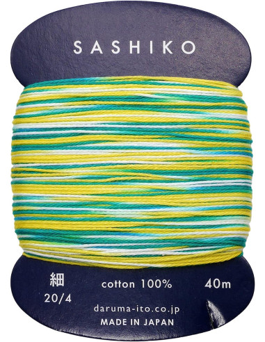 Fil sashiko Daruma Kasuri multicolore 3 couleurs 40 m
