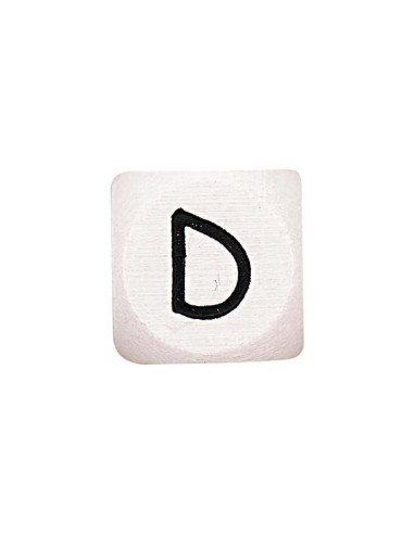 Perle lettre alphabet cube en bois blanc