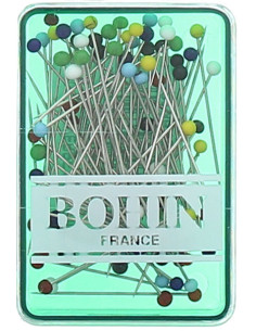 Boite de 80 épingles extra-fines tête de verre assortie Bohin