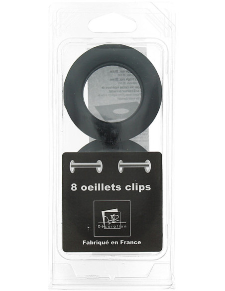Lot 8 oeillets rideaux Ø44 mm - Mats - Noir
