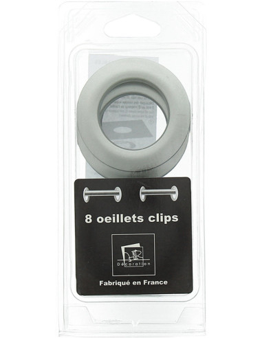 Lot 8 oeillets rideaux Ø44 mm - Satinés - Argent clair