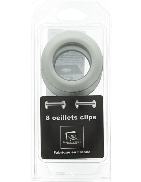 Lot 8 oeillets rideaux Ø44 mm - Satinés - Argent clair
