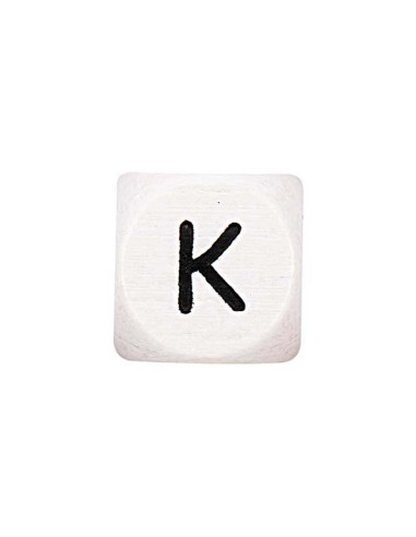 Perle lettre alphabet cube en bois blanc