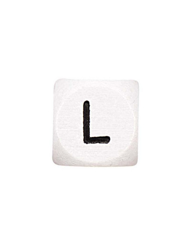 Perle lettre alphabet cube en bois blanc