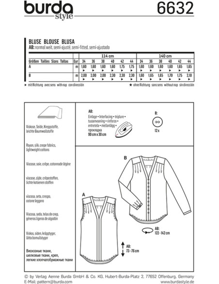 Patron de blouse - Burda 6632