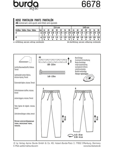 Patron de pantalon - Burda 6678