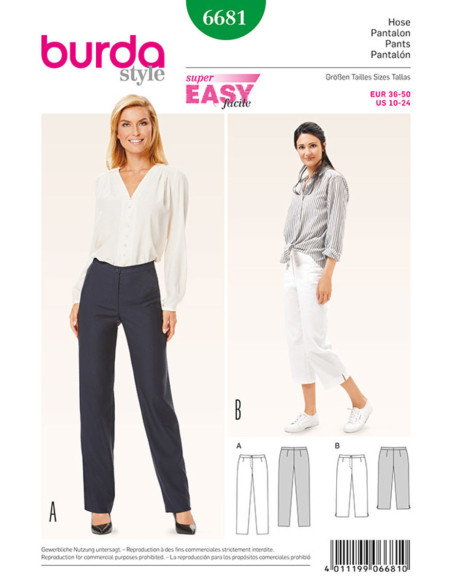 Patron de pantalon - Burda 6681