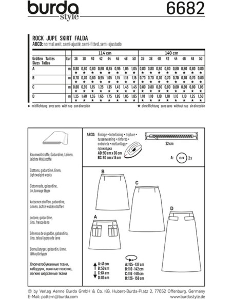 Patron de jupe - Burda 6682