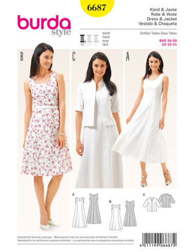 Patron de robe et veste - Burda 6687