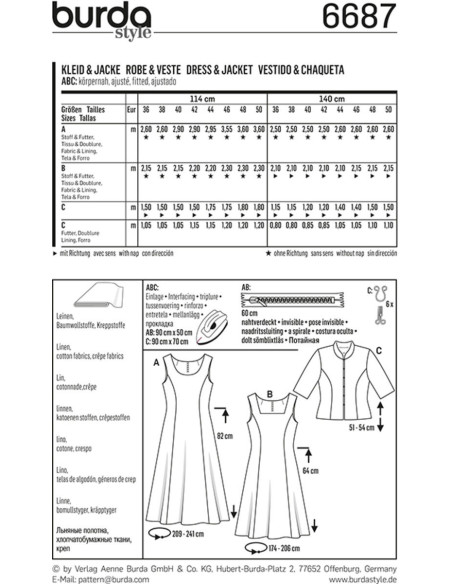 Patron de robe et veste - Burda 6687