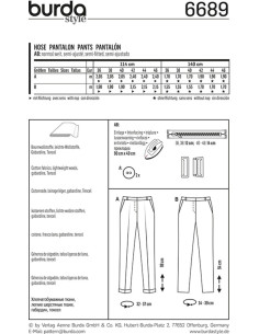 Patron de pantalon - Burda 6689 2