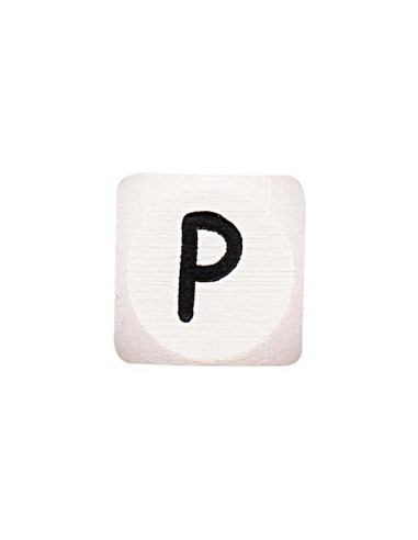 Perle lettre alphabet cube en bois blanc