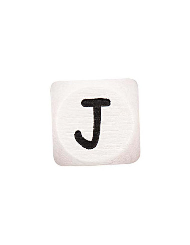 Perle lettre alphabet cube en bois blanc
