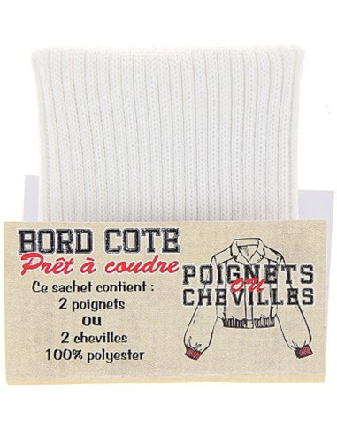 Sachet de 2 poignets bord côte - Blanc