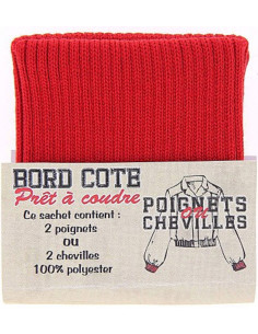 Sachet de 2 poignets bord côte - Rouge