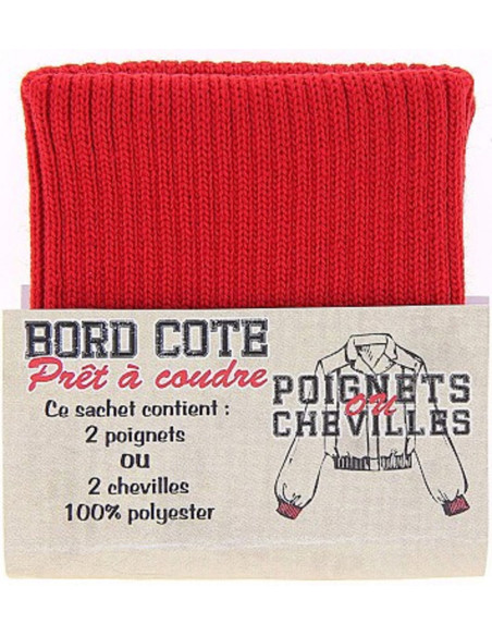 Sachet de 2 poignets bord côte - Rouge