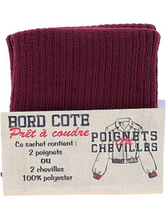 Sachet de 2 poignets bord côte - Bordeaux