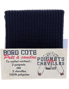 Sachet de 2 poignets bord côte - Bleu marine