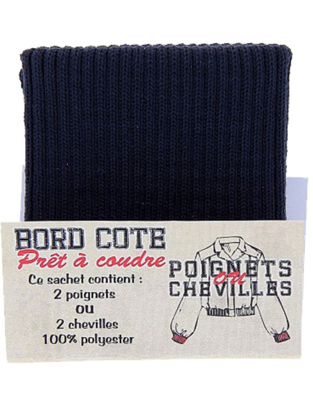Sachet de 2 poignets bord côte - Bleu marine