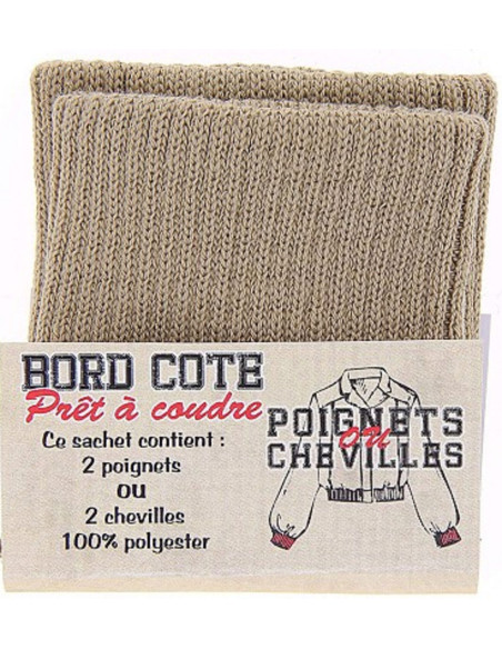 Sachet de 2 poignets bord côte - Beige