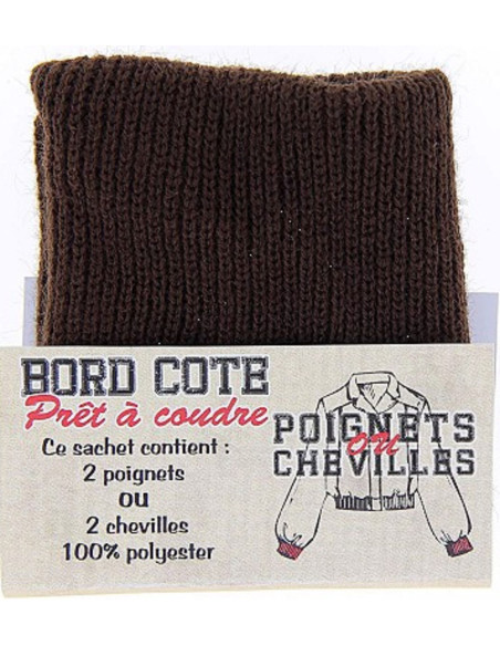 Sachet de 2 poignets bord côte - Marron