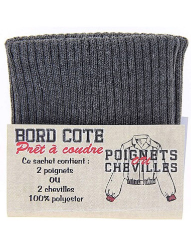 Sachet de 2 poignets bord côte - Gris
