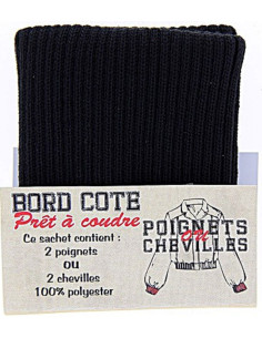 Sachet de 2 poignets bord côte - Noir
