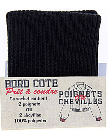 Sachet de 2 poignets bord côte - Noir