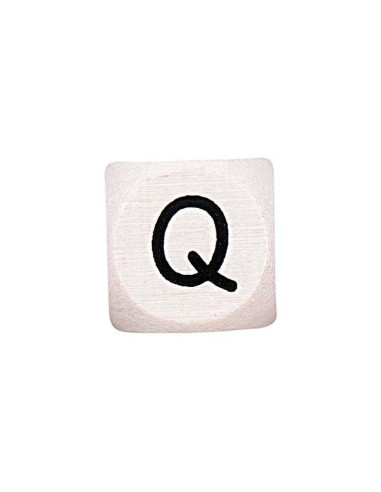 Perle lettre alphabet cube en bois blanc