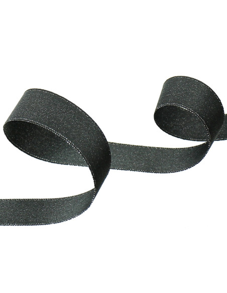 Ruban satin lurex - Gris anthracite