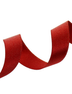 Ruban satin lurex - Rouge