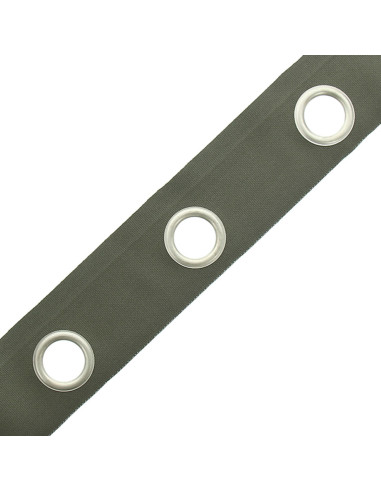 Bande à oeillets argent mat - Gris kaki