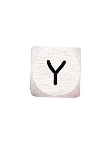 Perle lettre alphabet cube en bois blanc