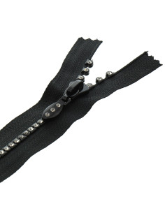 Fermeture éclair non séparable - Strass noir 2