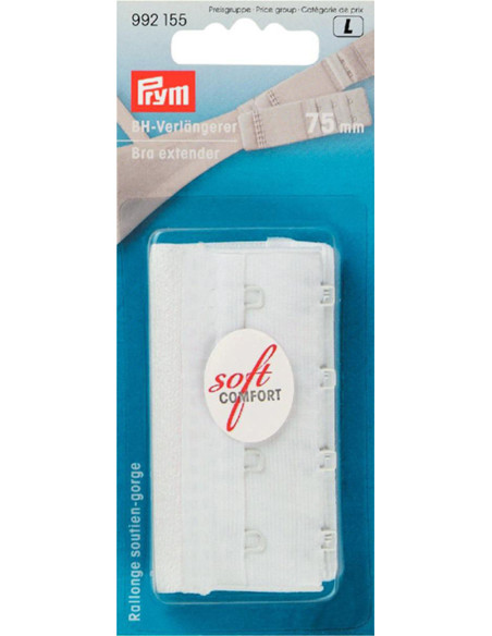 Rallonge attache soutien-gorge - 75 mm - 4 crochets - Blanc