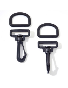 Set de mousquetons plastique 40 mm noir 2