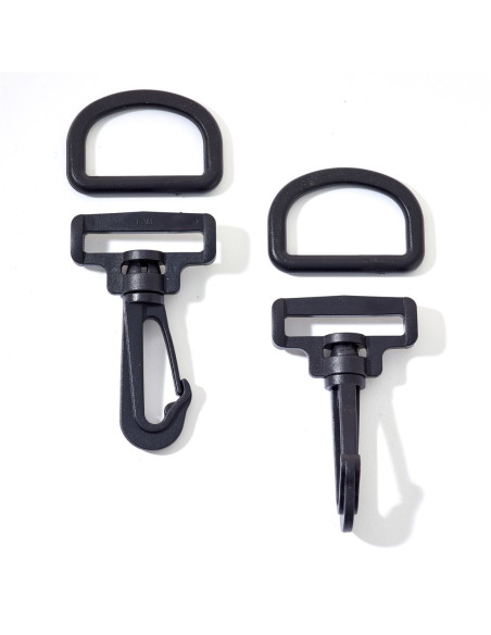 Set de mousquetons plastique 40 mm noir